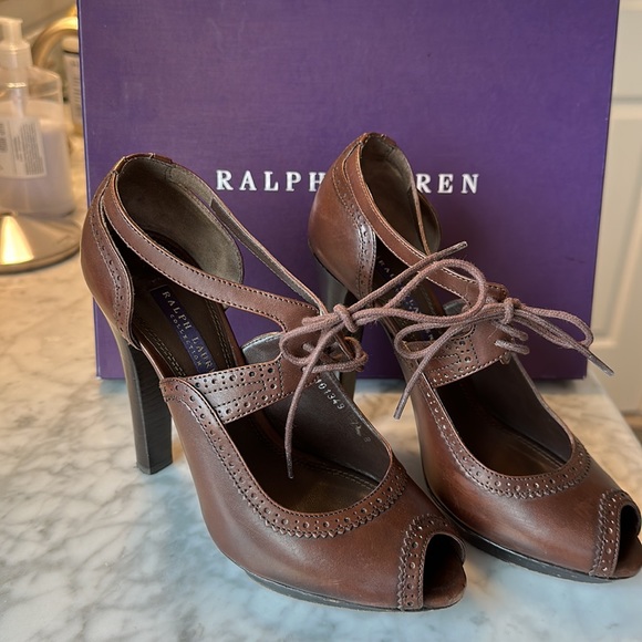 Ralph Lauren Collection - Piper Platform Heel - Size 7 in Brown - Picture 8 of 10
